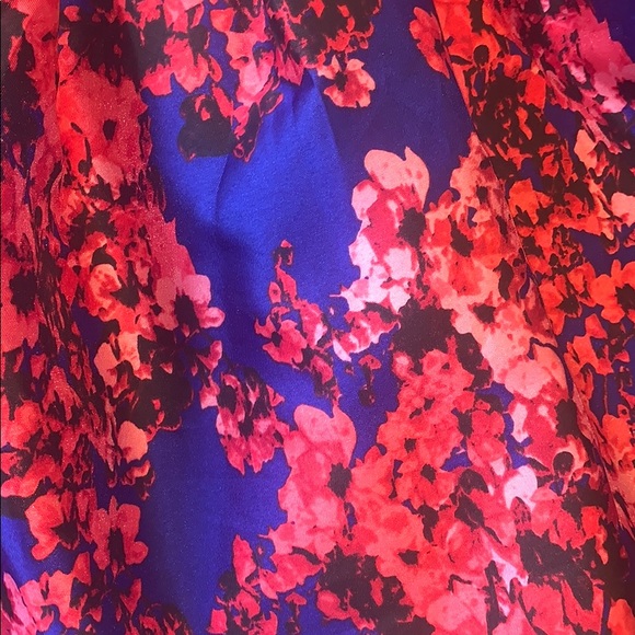 Cobalt blue and floral dress with mesh detailing - Picture 2 of 4